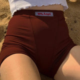 Summer Letter Embroidery Biker Women Ribber Knit Black High Waist Casual Streetwear Short