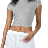 Summer Women's Color Slim Fit Short Sleeve Crop Top Streetwear Crop Top