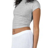 Summer Women's Color Slim Fit Short Sleeve Crop Top Streetwear Crop Top