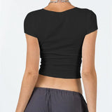 Summer Women's Color Slim Fit Short Sleeve Crop Top Streetwear Crop Top