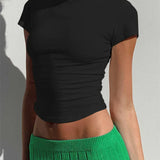 Summer Women's Color Slim Fit Short Sleeve Crop Top Streetwear Crop Top