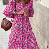 Oversized Lace-Up Long Sleeves Beach Party Boho Dress