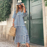 Oversized Lace-Up Long Sleeves Beach Party Boho Dress