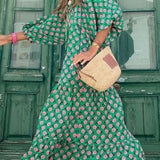 Oversized Lace-Up Long Sleeves Beach Party Boho Dress