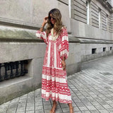 Oversized Lace-Up Long Sleeves Beach Party Boho Dress