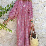 Oversized Lace-Up Long Sleeves Beach Party Boho Dress
