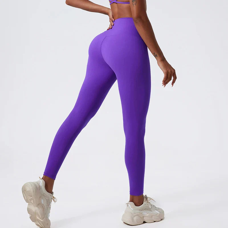 Soft Fabrics High Waist Tights Push Up Breathable Gym Woman Sports Leggings