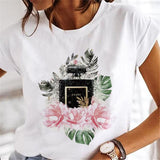 T-shirts Women Sweet Wine Print Girl 90s Cartoon Printing Clothes