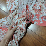 Floral Printed  Cover-Ups  Women  Casual  Deep V Neck  Elastic Waist  Short Sleeve  Summer  Long  Beach Boho Dress