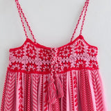 Pink  Spliced  Crochet Strap  Women  Robe  Vintage  Sleeveless  Backless  Summer  Maxi  Loose  Beach Wear Boho Dress
