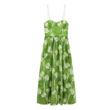 Elegant  Floral Print  Women  Casual  High Waist  Sling  Autumn 2025  Beach Wear  Big Hem  Oversize Boho Dress