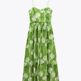 Elegant  Floral Print  Women  Casual  High Waist  Sling  Autumn 2025  Beach Wear  Big Hem  Oversize Boho Dress