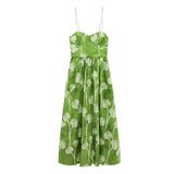 Elegant  Floral Print  Women  Casual  High Waist  Sling  Autumn 2025  Beach Wear  Big Hem  Oversize Boho Dress