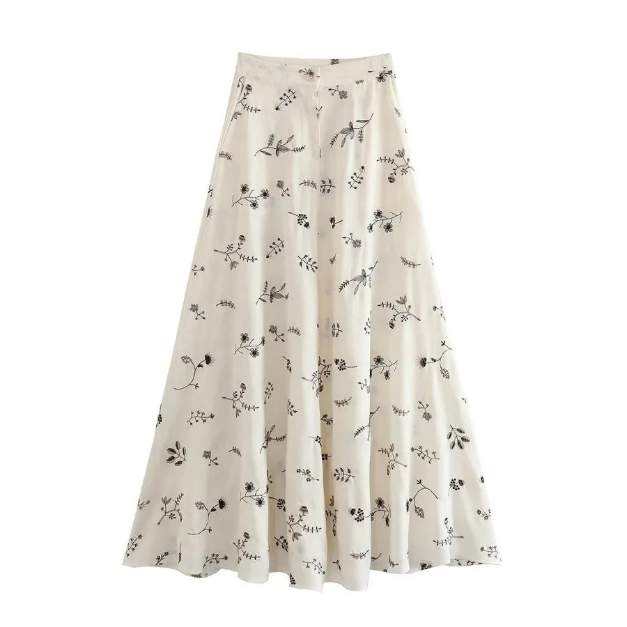 Floral Embroidery  Crop Top  Maxi Skirt  Suit  Women  Vintage  Sleeveless  Summer  Set  Beach  Vestidos Boho Dress