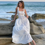 Vintage  Cotton Strap  Women  Casual  Sexy  Sleeveless  High Waist  Long Maxi  Summer  Beach  Vestidos  Boho Dress