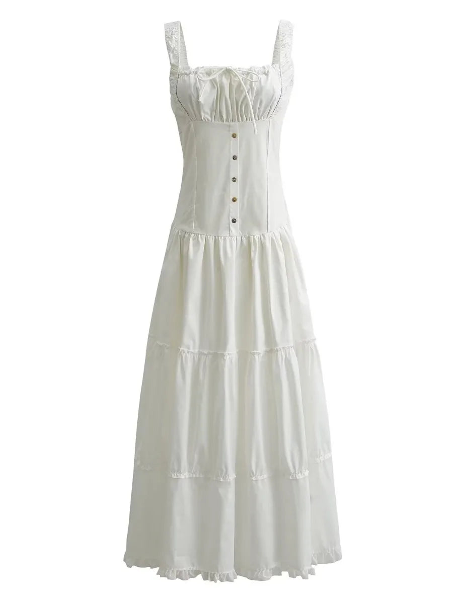 Vintage  Cotton Strap  Women  Casual  Sexy  Sleeveless  High Waist  Long Maxi  Summer  Beach  Vestidos  Boho Dress
