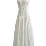 Vintage  Cotton Strap  Women  Casual  Sexy  Sleeveless  High Waist  Long Maxi  Summer  Beach  Vestidos  Boho Dress