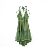 Sexy  Deep V Neck  Sleeveless  Backless  Mini  Women  Summer  Beach  Lace  Vestidos  2025  Boho Dress