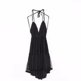 Sexy  Deep V Neck  Sleeveless  Backless  Mini  Women  Summer  Beach  Lace  Vestidos  2025  Boho Dress