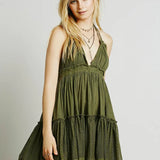 Sexy  Deep V Neck  Sleeveless  Backless  Mini  Women  Summer  Beach  Lace  Vestidos  2025  Boho Dress