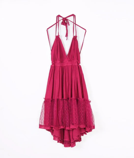Sexy  Deep V Neck  Sleeveless  Backless  Mini  Women  Summer  Beach  Lace  Vestidos  2025  Boho Dress