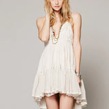 Sexy  Deep V Neck  Sleeveless  Backless  Mini  Women  Summer  Beach  Lace  Vestidos  2025  Boho Dress