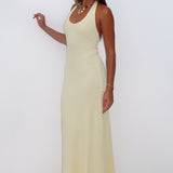 Took A Chance Halter Maxi Dress Lemon