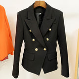 Designer Metal Lion Buttons Blazer