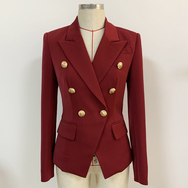 Designer Metal Lion Buttons Blazer