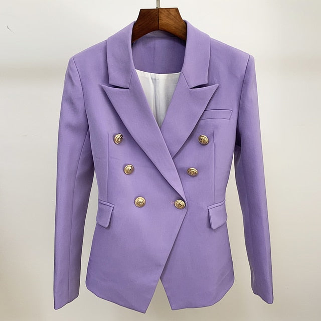 Designer Metal Lion Buttons Blazer