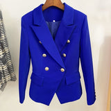 Designer Metal Lion Buttons Blazer