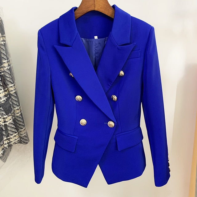 Designer Metal Lion Buttons Blazer