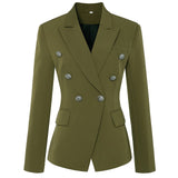 Designer Metal Lion Buttons Blazer