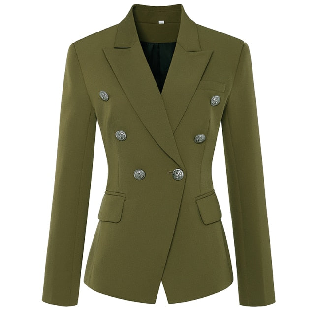 Designer Metal Lion Buttons Blazer