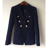 Designer Metal Lion Buttons Blazer