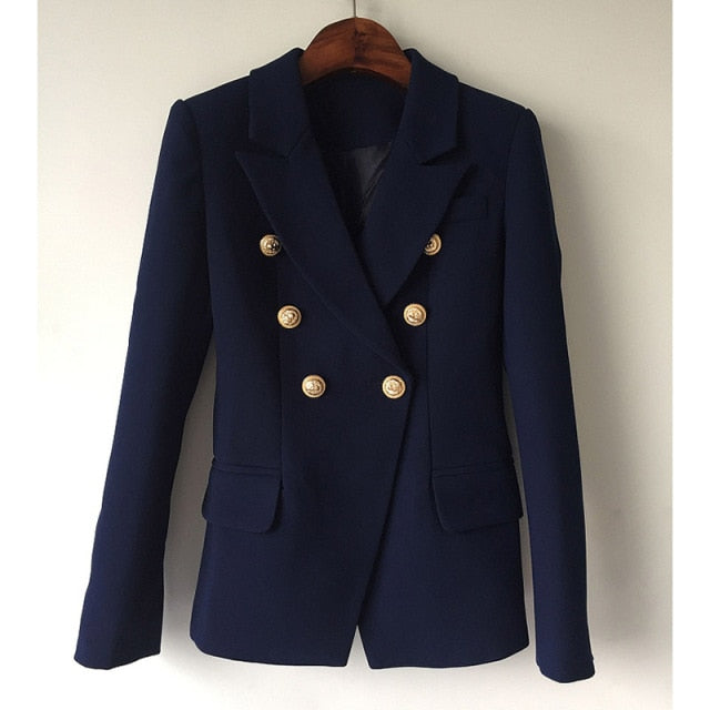Designer Metal Lion Buttons Blazer