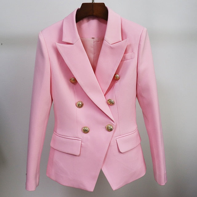 Designer Metal Lion Buttons Blazer