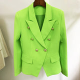 Designer Metal Lion Buttons Blazer