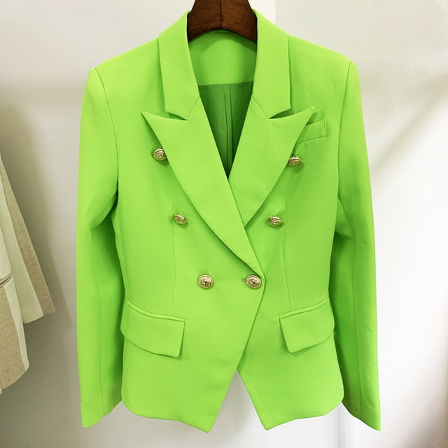 Designer Metal Lion Buttons Blazer