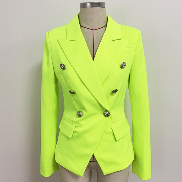 Designer Metal Lion Buttons Blazer
