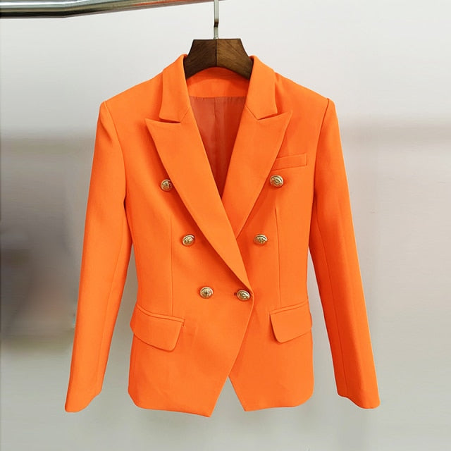 Designer Metal Lion Buttons Blazer