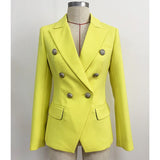 Designer Metal Lion Buttons Blazer