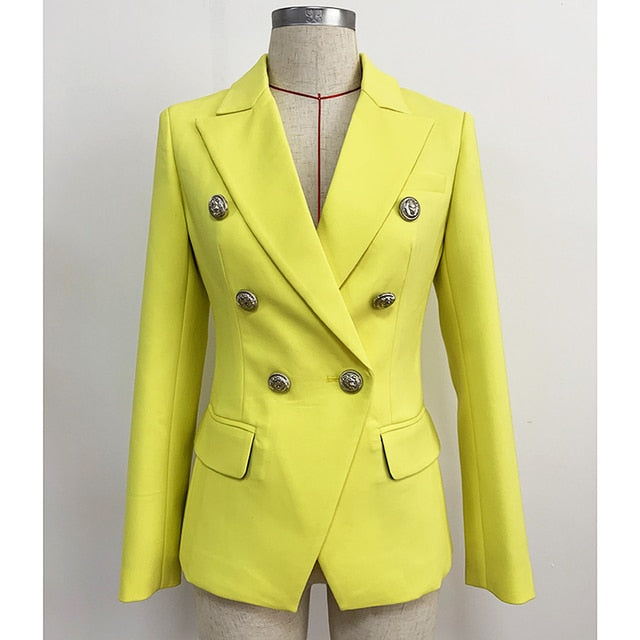 Designer Metal Lion Buttons Blazer