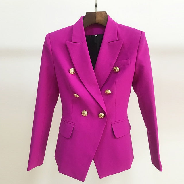 Designer Metal Lion Buttons Blazer