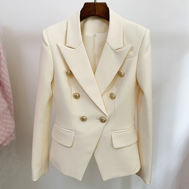 Designer Metal Lion Buttons Blazer