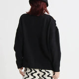 Turtleneck Solid Hole Hollow Out Sweater