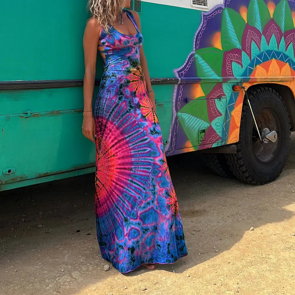 Stretch Lace-Up Sexy Casual Beach Female Boho Dress