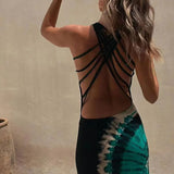 Stretch Lace-Up Sexy Casual Beach Female Boho Dress