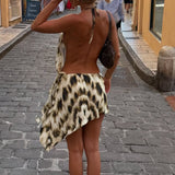 Time Of My Life Halter Mini Dress Gilded Touch