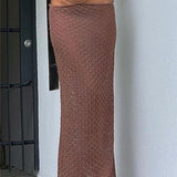 Beach See Through Waist White Knitted Pencil Skirt